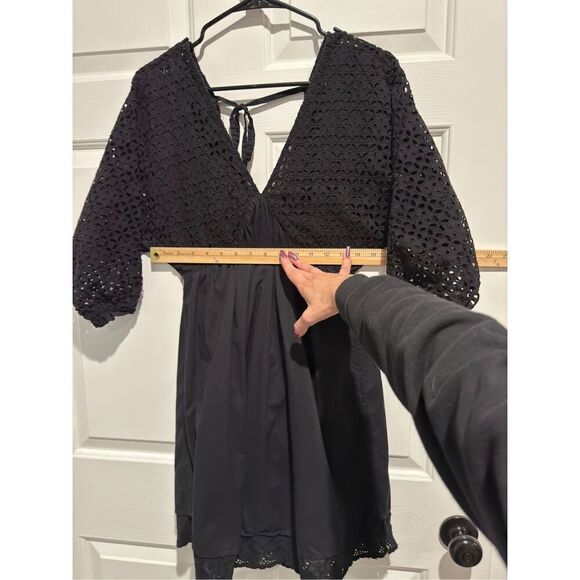 O’Neill Black Cotton Bodhi Eyelet Lace Boho Mini Dress Size Small - Picture 4 of 13